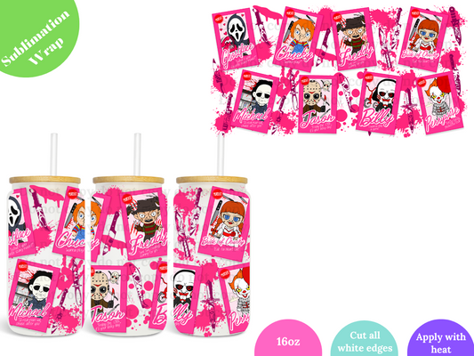 Pink Halloween Scary Friends 16oz **Sublimation Wrap**
