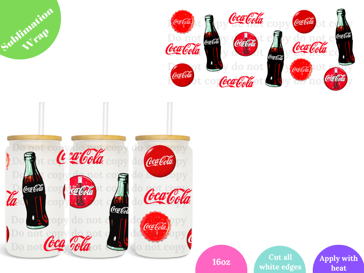 Coca de Botella 16oz **Sublimation Wrap**