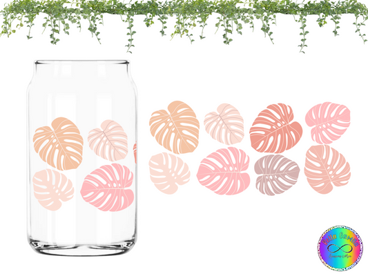 Pink Leaves - UV DTF Cup Wrap