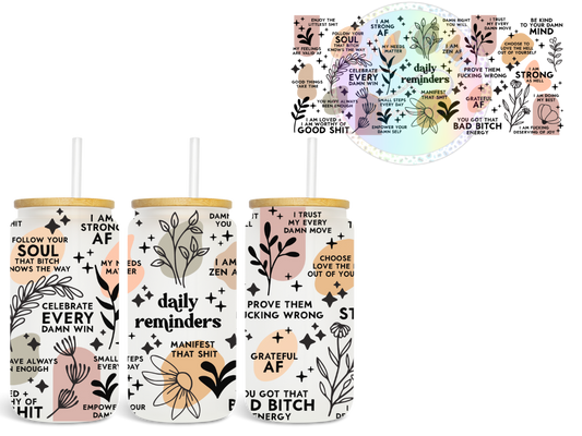Daily Reminders BOHO - UV DTF Cup Wrap