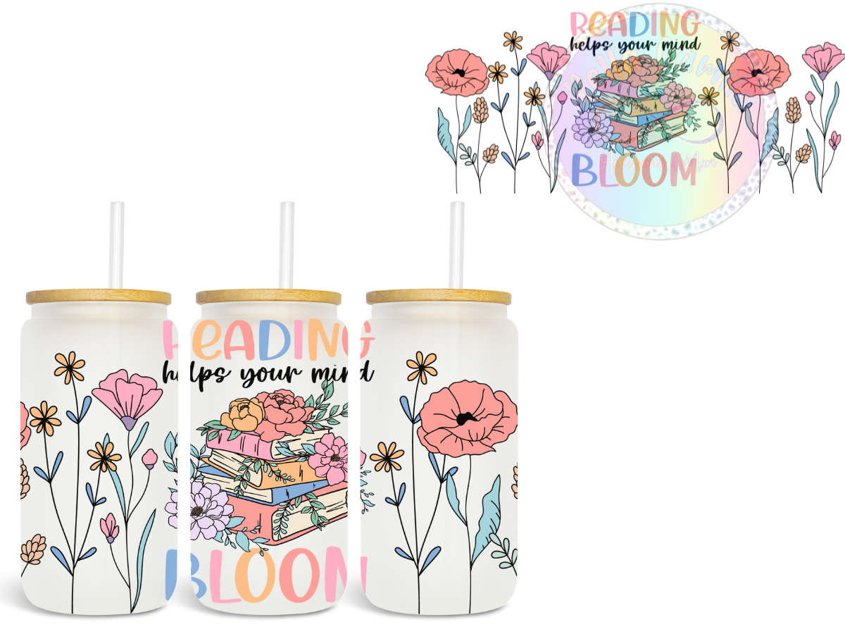 Reading helps your mind BLOOM UV DTF Cup Wrap