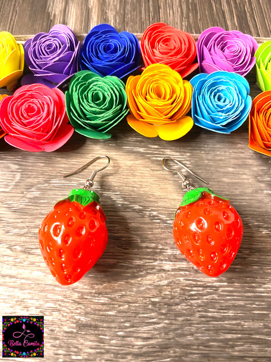 Strawberry Design Drop Earrings