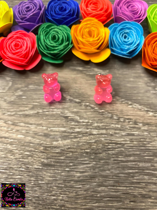 Gummy Bear Hot Pink Stud Earrings