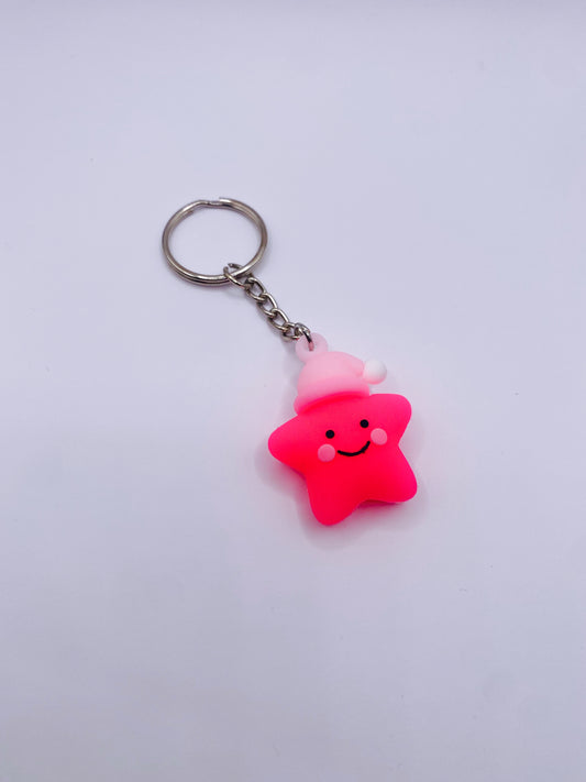 Hot Pink Star Keychain