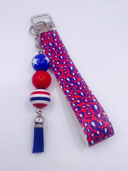 July 4th Leopard Faux Leather Wristlet