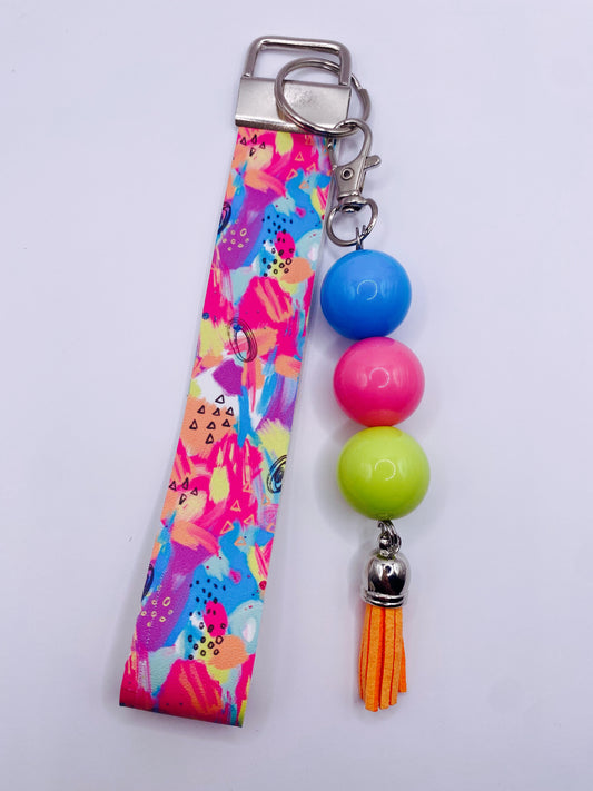 Neon Abstract Faux Leather Wristlet