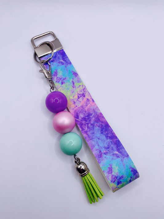 Rainbow Abstract Faux Leather Wristlet