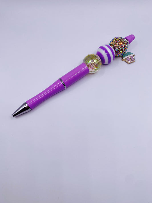 Purple Cupcake Bubblegum Bead Pen